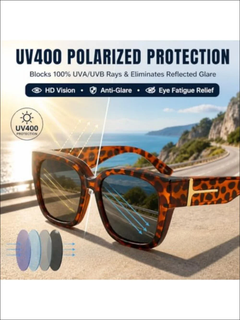 Polarized Fit Over Sunglasses UV400 Protection Square Full Frame